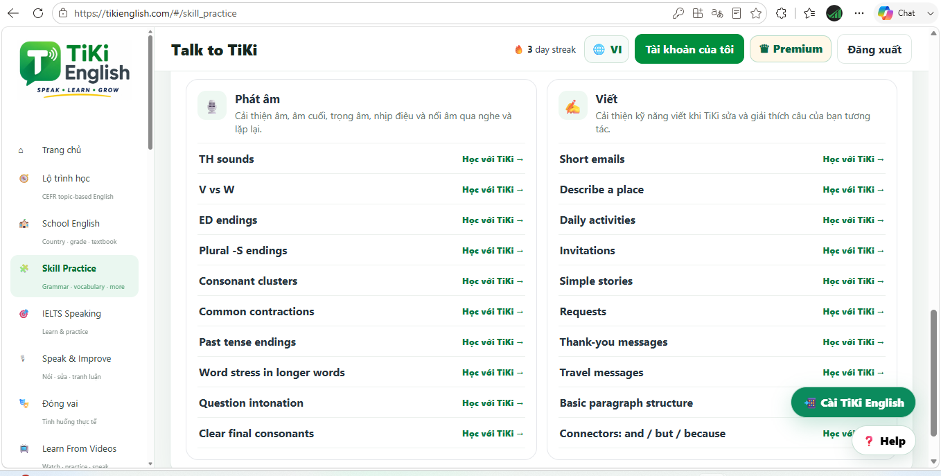 Mục Viết trong Skill Practice: email ngắn, miêu tả địa điểm, lời mời, truyện ngắn và cấu trúc đoạn văn